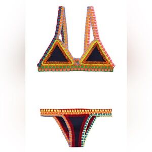 Kiini Tasmin Crochet-Trim Bikini Navy Blue